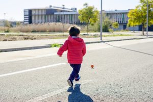 Pedestrian safety should be taught to children to prevent them chasing a ball into the road. 